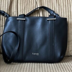Black Leather “Lipault “Women's Bag